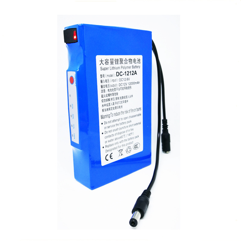 Super Rechargeable 12v 12Ah Blue Wrap Lithium Ion Battery Pack For Solar Power System LED Panel Light