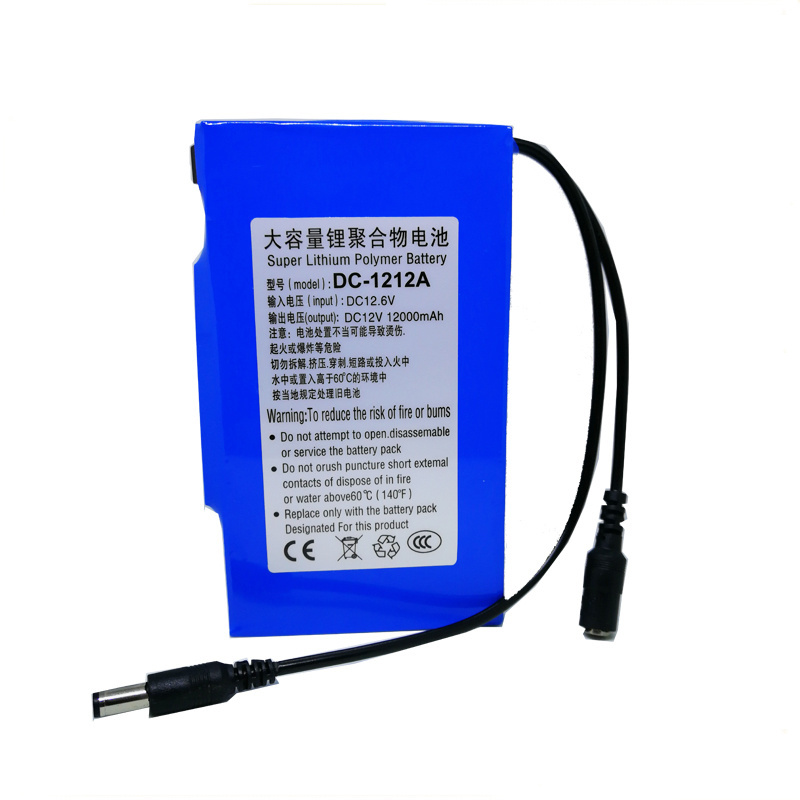 Super Rechargeable 12v 12Ah Blue Wrap Lithium Ion Battery Pack For Solar Power System LED Panel Light