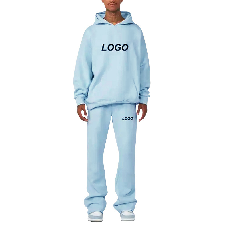 OEM Custom Wholesale Manufacturer Blank Cotton Hoodie and Sweatpants Jogger Set Track Suit Sweatsuit Flare Tracksuit for Men