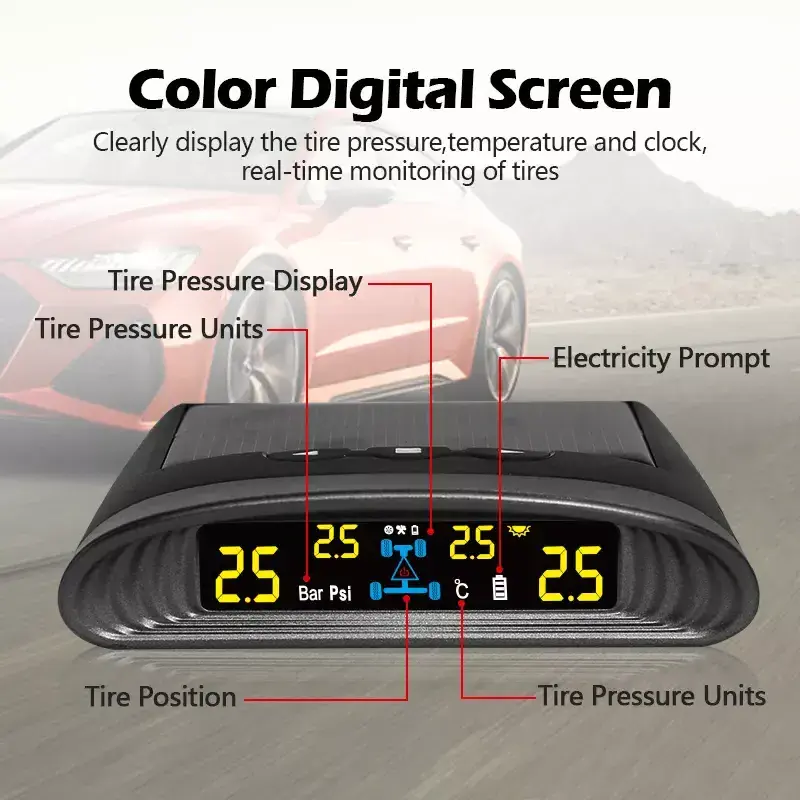 Tire Pressure Monitoring Alarms Air Gauge For Car Tires Car Hud Tpms Display