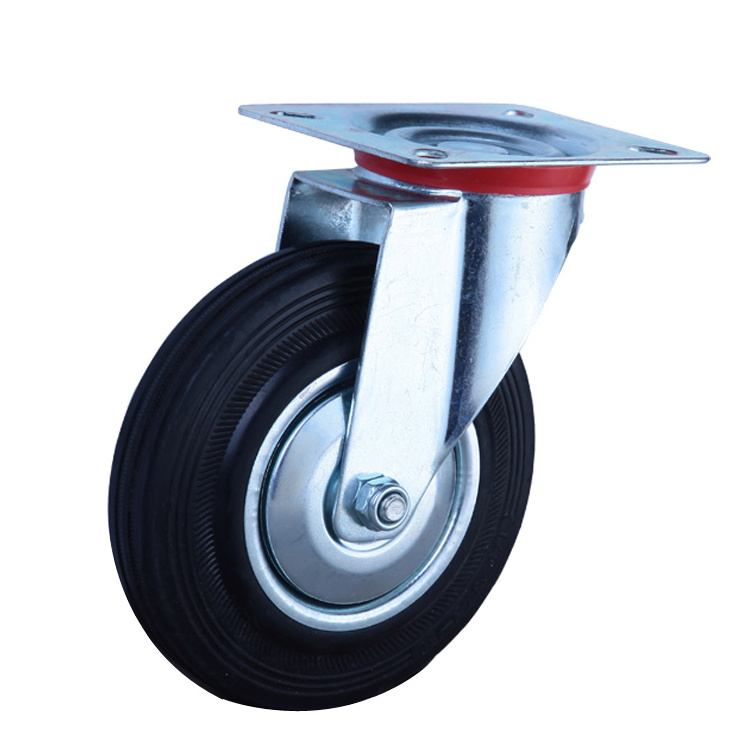 Factory products good price steel core black rubber caster swivel caster wheel, industrial caster, top plate caster wheel