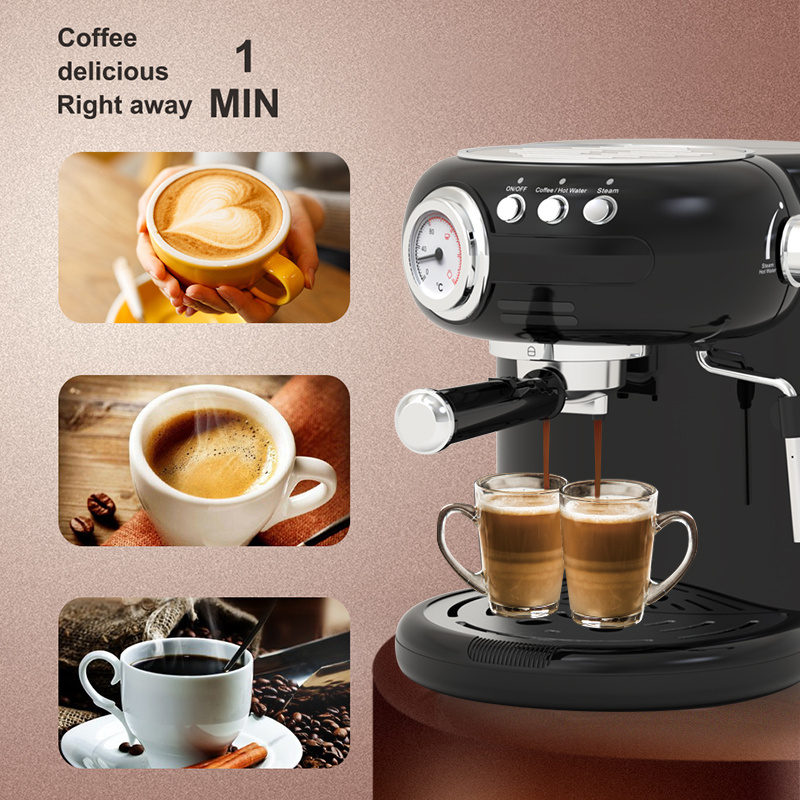 Italian pressure equipment vintage professional electric espresso coffee machine with milk frother