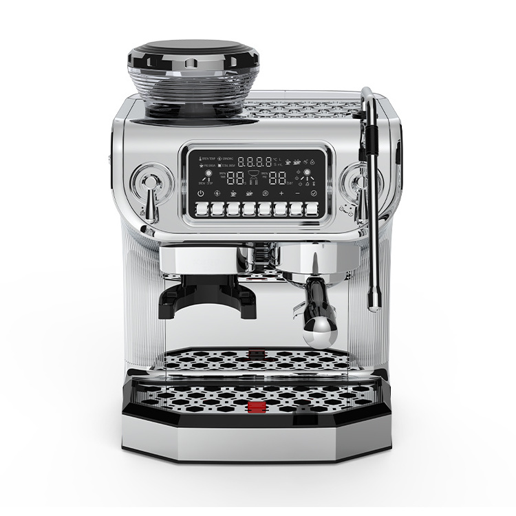 Modern commercial professional semi automatic stainless steel electric espresso coffee machine makers with grinder