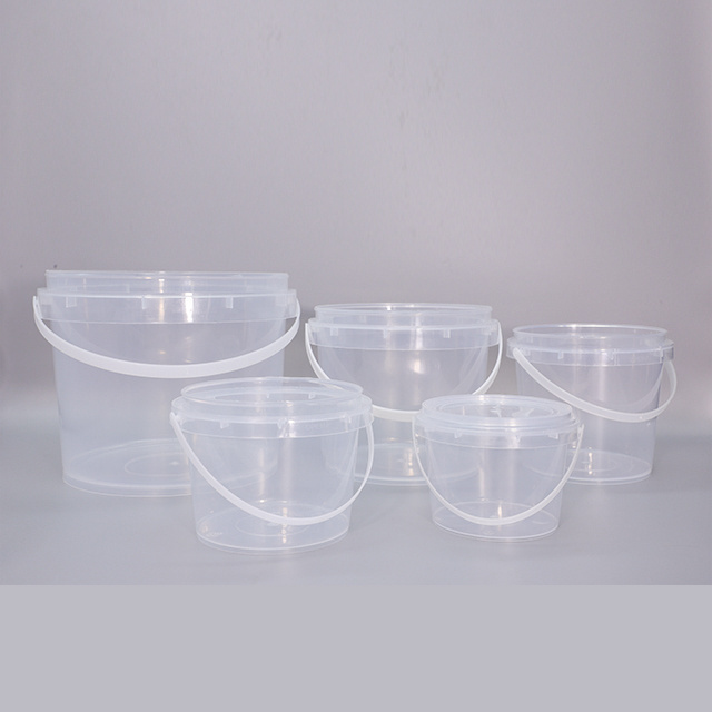 Clear Plastic Bucket For Cookies With Lid Handle Food Grade Plastic Bucket For Ice Cream Plastic bucket color customized