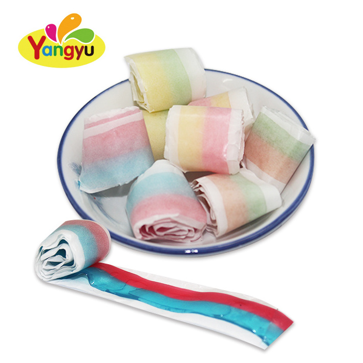 Assort Gummy Roll Candy With Fruit Juice Jelly Roll Soft Candy