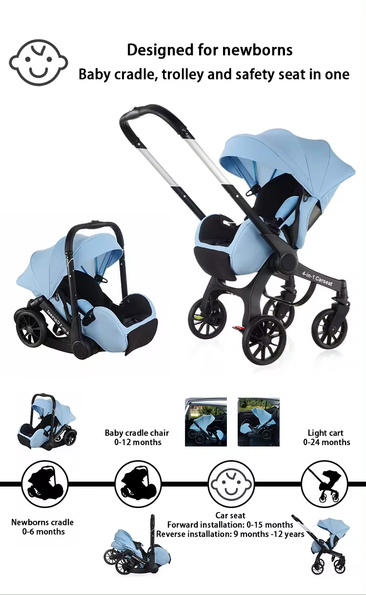 New 4 in 1 baby stroller Multi-functional Car Seat Stroller Baby Carriage Basket Portable Travel System baby Stroller