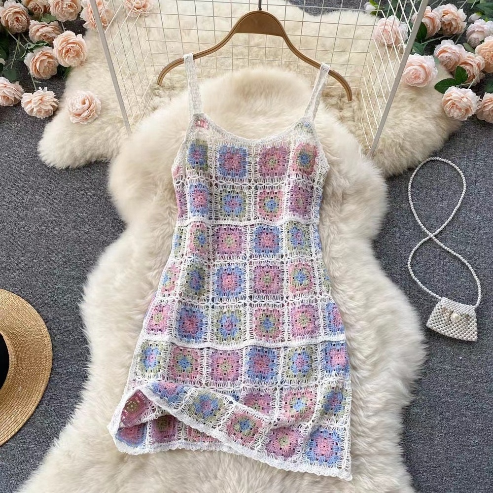 Wholesale Women's sweater dress crochet dress beach hand knit crochet short dress