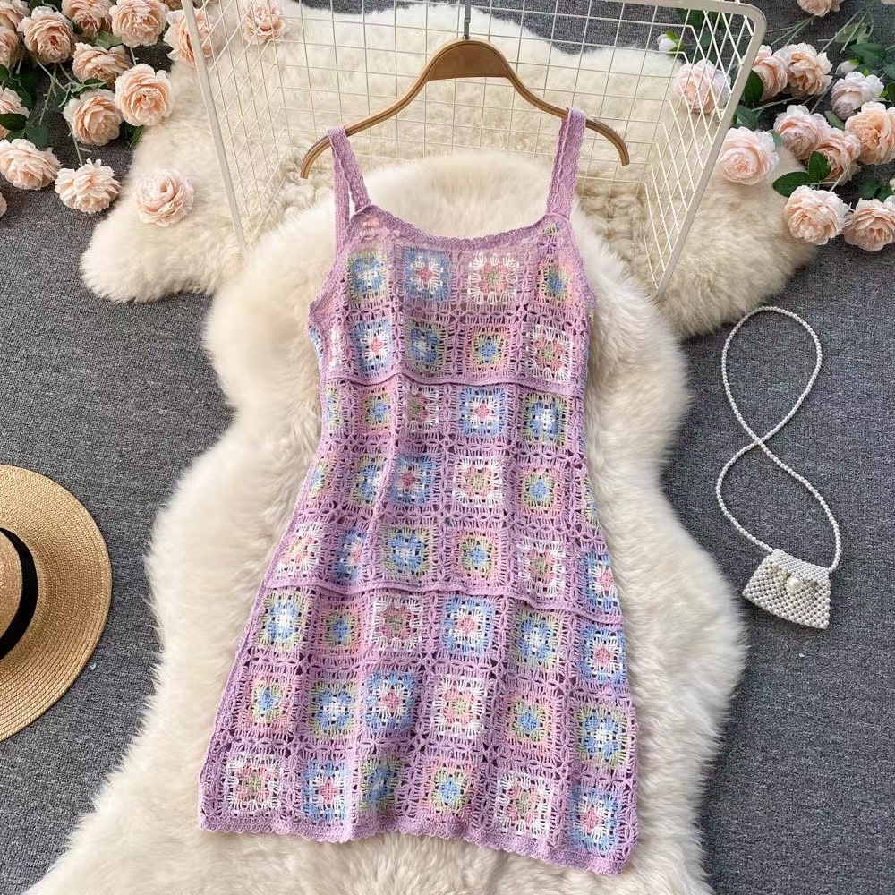 Wholesale Women's sweater dress crochet dress beach hand knit crochet short dress