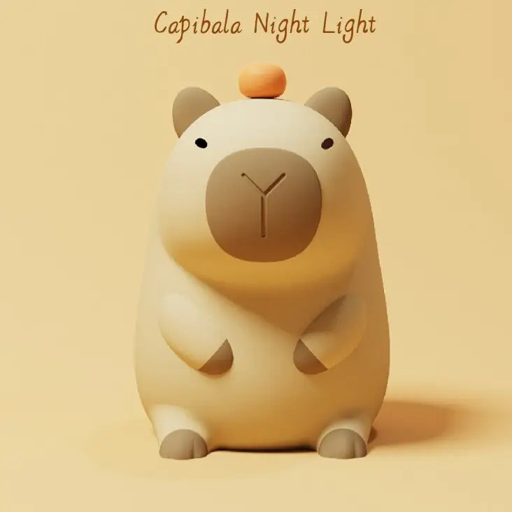 Modern USB Rechargeable Silicone Night Lamp Creative Cute Cartoon Capybara LED Light for Children's Bedroom Birthday Gift