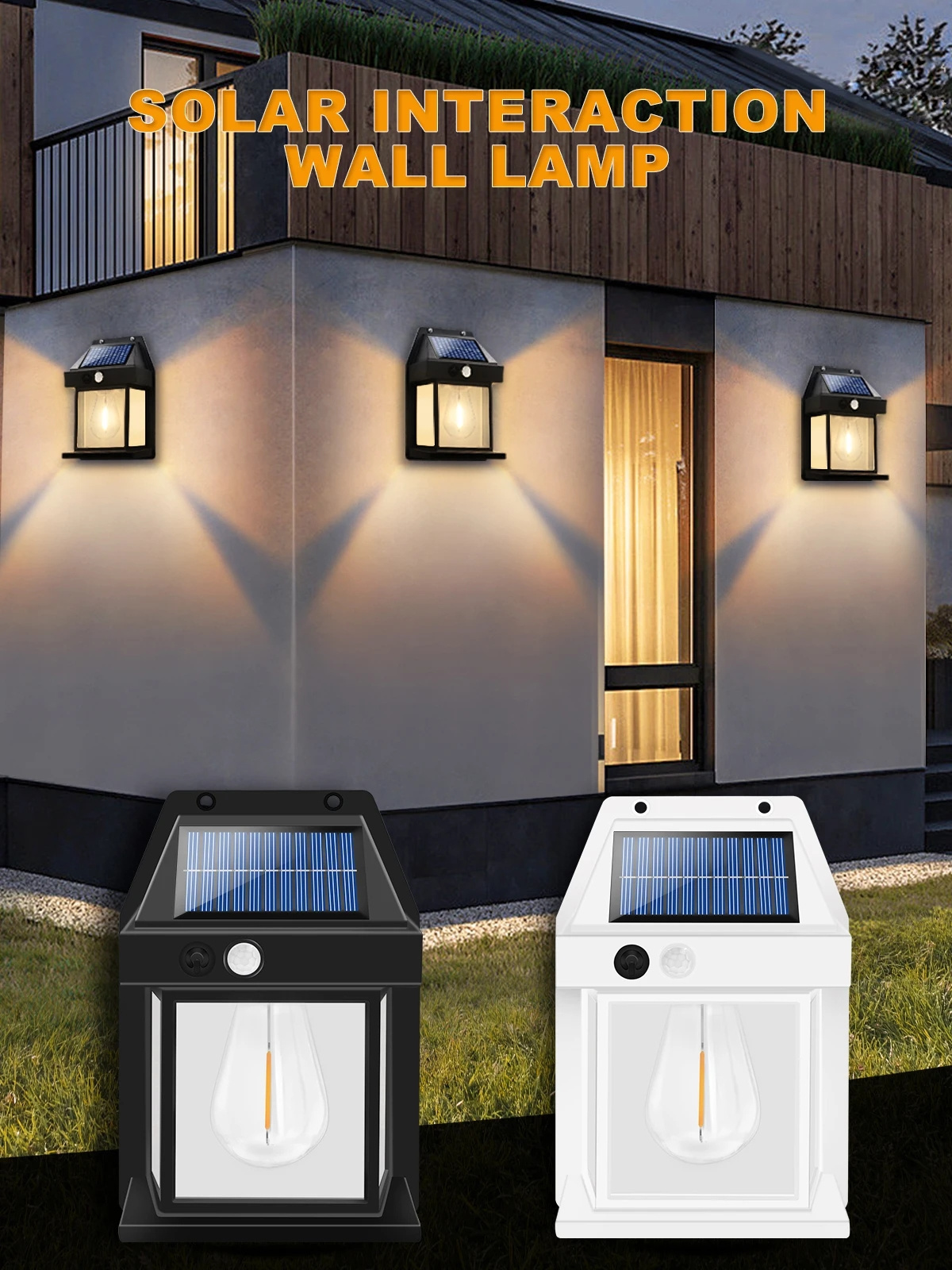 Solar Wall Lamp Motion Sensor Tungsten Light Bulb Suitable For Outdoor Garden Landscape Decoration