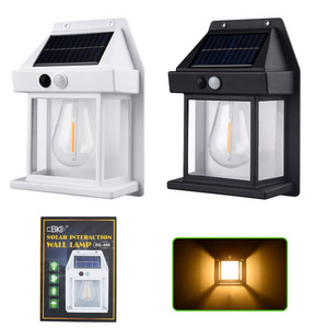 Solar Wall Lamp Motion Sensor Tungsten Light Bulb Suitable For Outdoor Garden Landscape Decoration