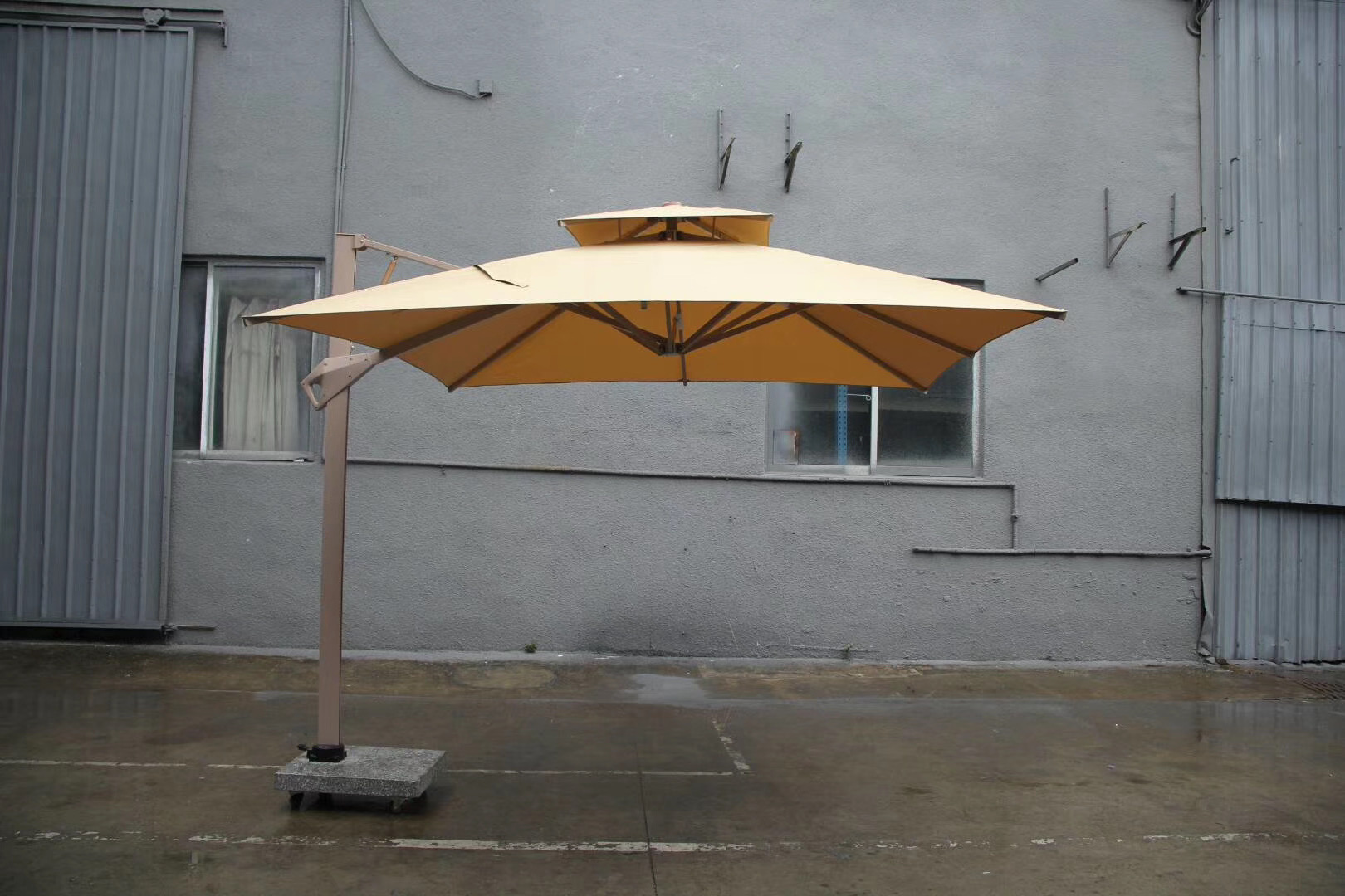 Aluminum Large Sunshade Outdoor Double Canopy 3m Two Heads Patio Umbrella