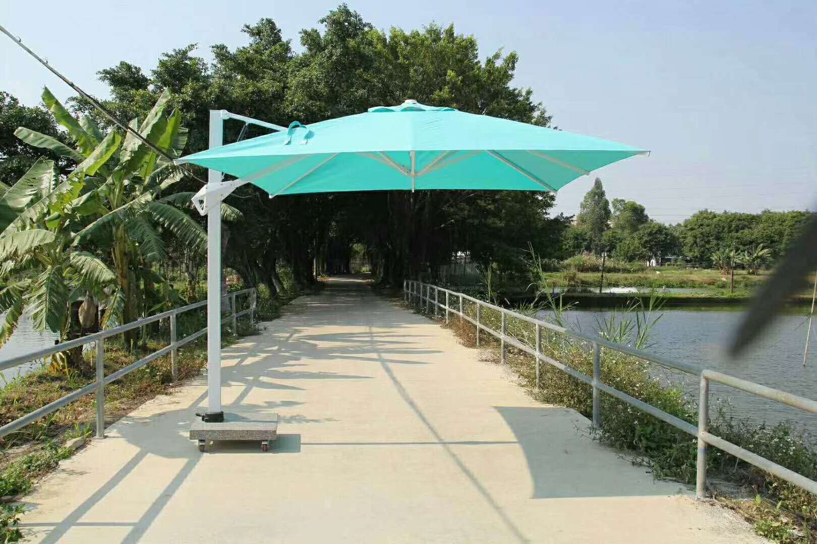 Aluminum Large Sunshade Outdoor Double Canopy 3m Two Heads Patio Umbrella