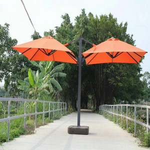 Aluminum Large Sunshade Outdoor Double Canopy 3m Two Heads Patio Umbrella