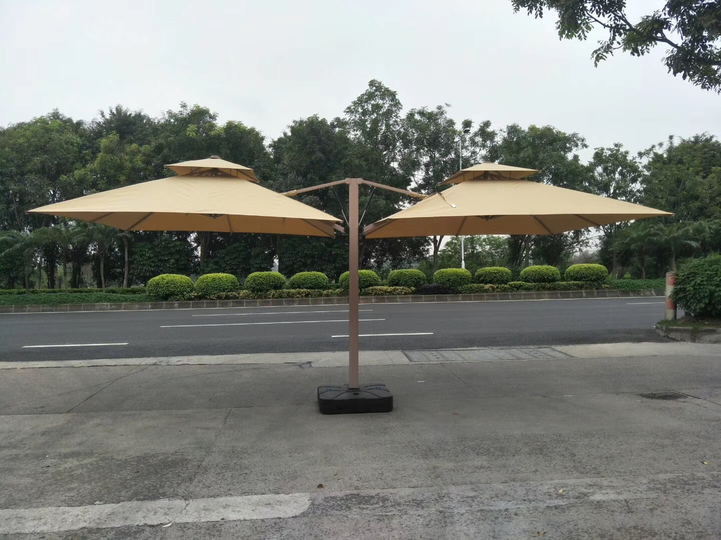 Aluminum Large Sunshade Outdoor Double Canopy 3m Two Heads Patio Umbrella