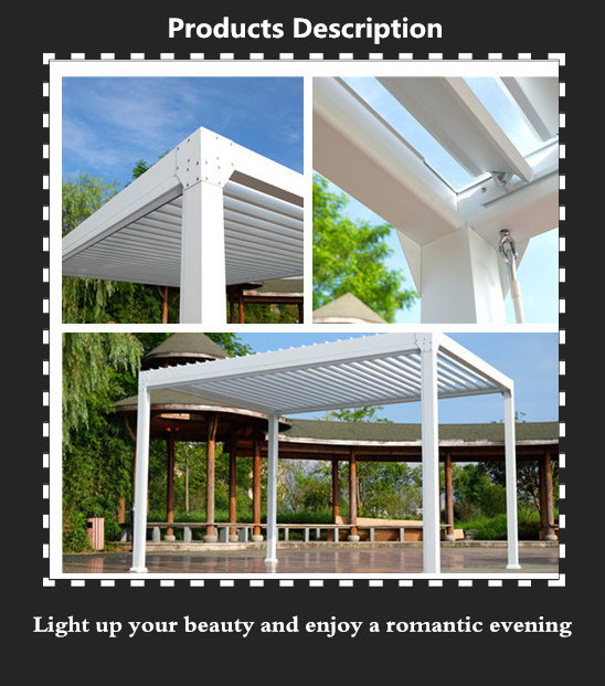 Outdoor Electric Roof Patio Pergola Aluminium Garden Gazebo Water Proof Louver Aluminium Pergola