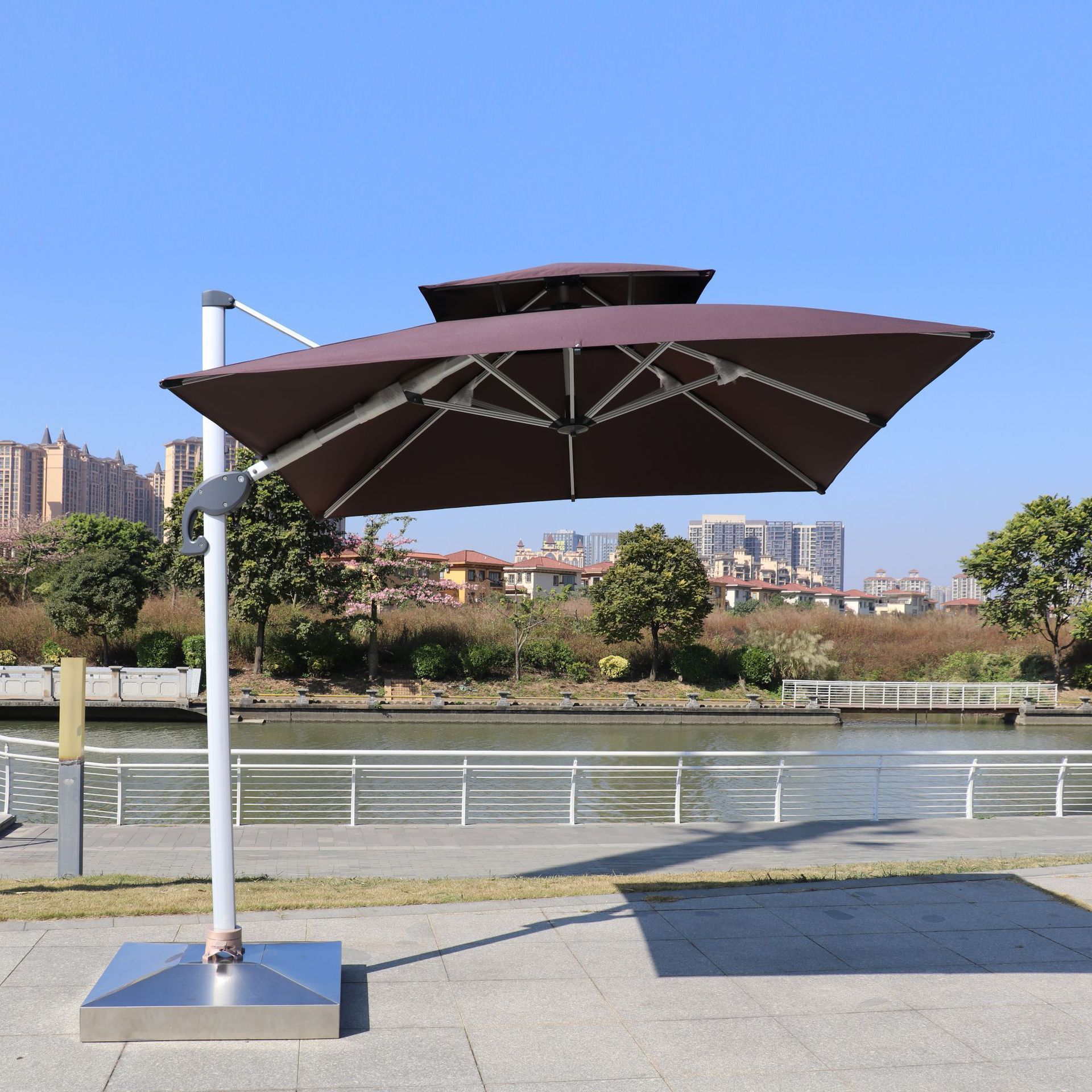 outdoor cantilever umbrella patio rectangular outdoor cantilever umbrella with base