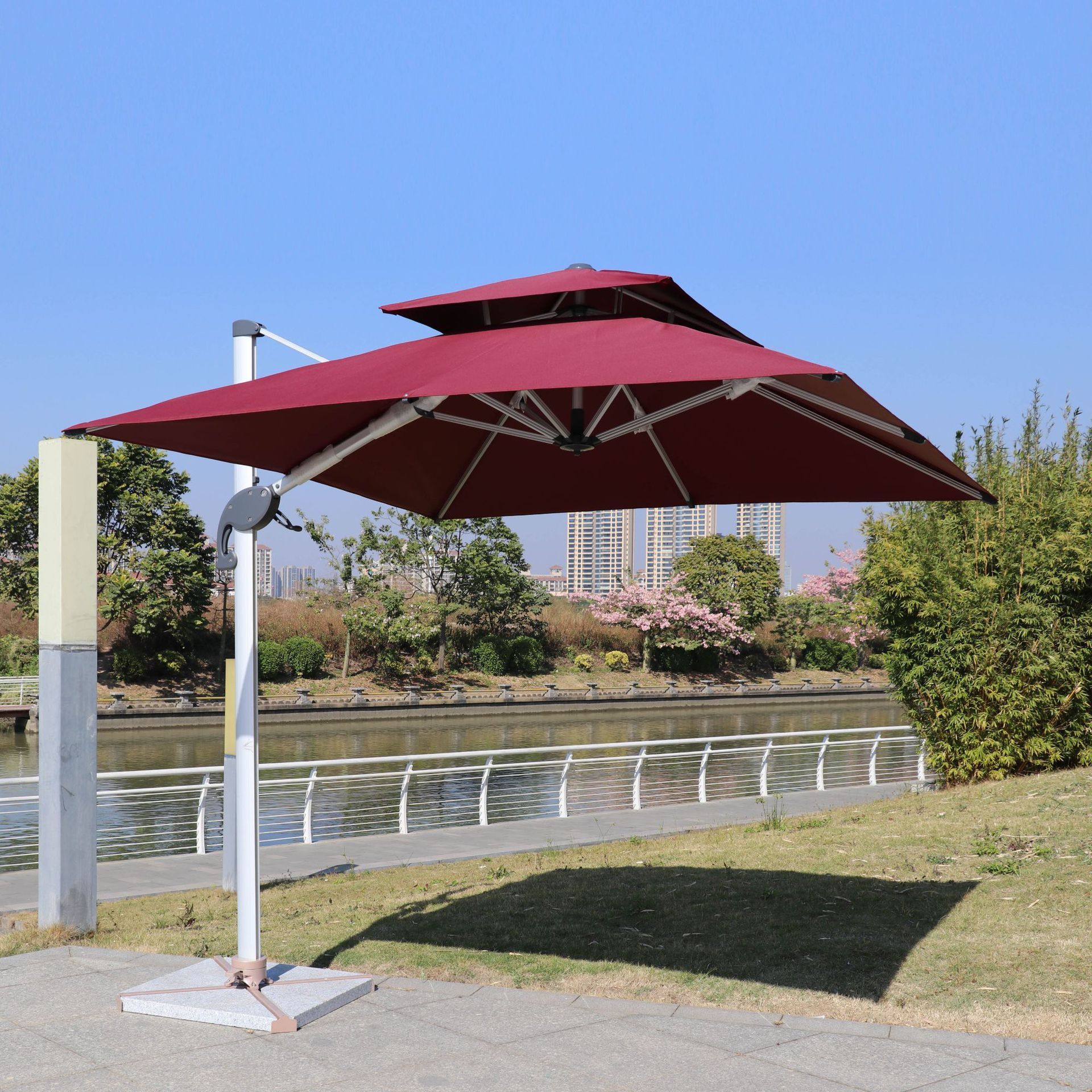 outdoor cantilever umbrella patio rectangular outdoor cantilever umbrella with base