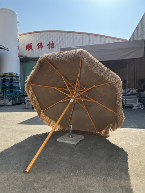 Straw parasol luxury beach umbrella with tassels Raffia Thatch Beach umbrella Thatch Roof Straw Umbrella