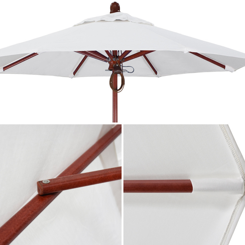 Hot-sale customized center pole outdoor beach solid wood frame wooden parasol umbrella