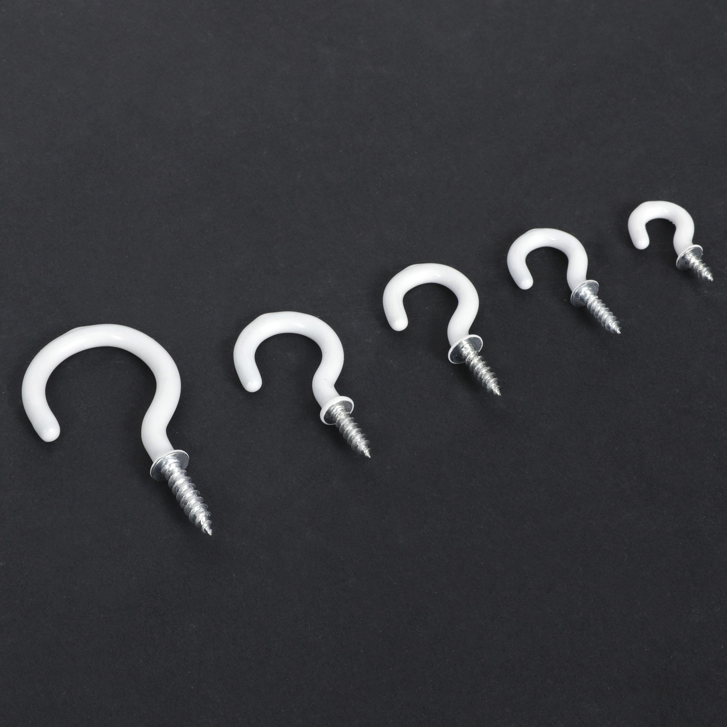 Metal White Vinyl Coated Screw-in Ceiling Hooks Heavy Duty Screw Cup Hook for Bathroom Kitchen Wall Ceiling Hanging