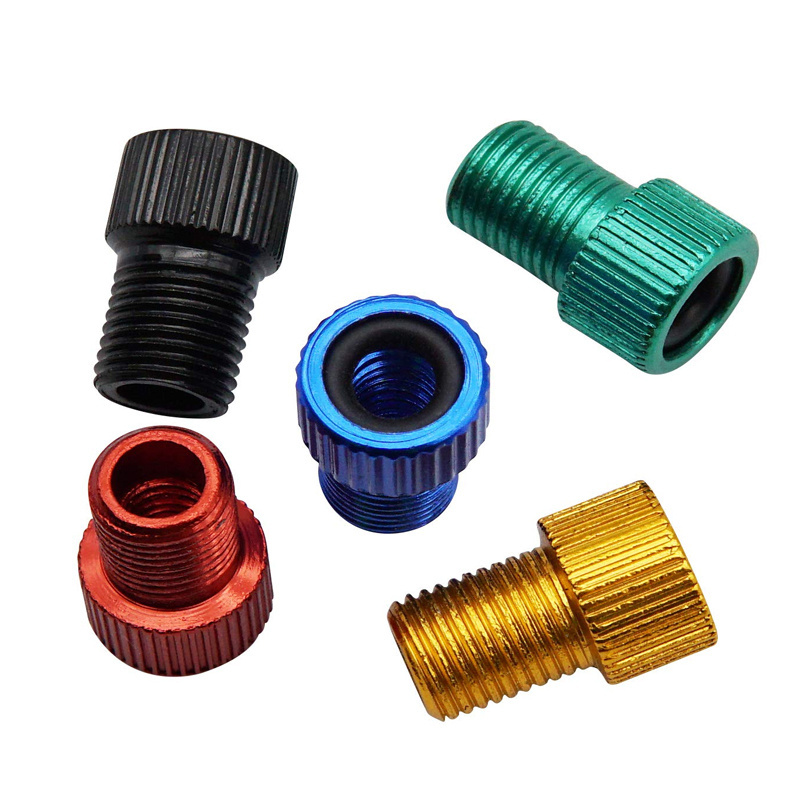 Cuetom Colorful Bike presta valve adapter aluminum anodized convert Presta to Schrader  Air Pump inflator converte