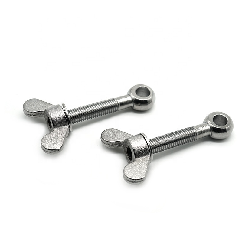 Butterfly Nut and Eye Screw Bolt Stainless steel eye bolt with wing nut