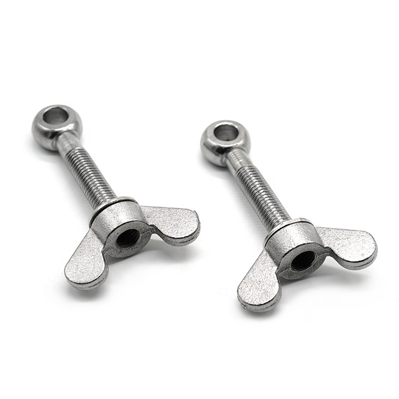 Butterfly Nut and Eye Screw Bolt Stainless steel eye bolt with wing nut