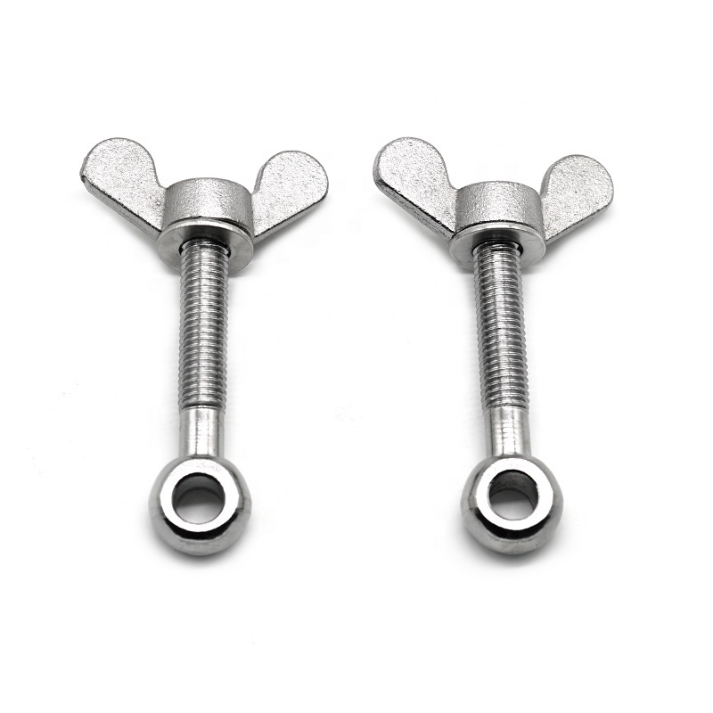 Butterfly Nut and Eye Screw Bolt Stainless steel eye bolt with wing nut