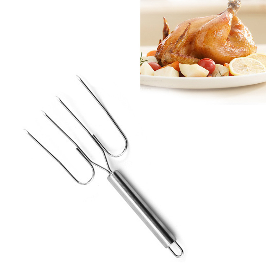 Stainless steel Barbecue Turkey Fork BBQ Oven Roasting Poultry Chicken Fork Barbeque Tools