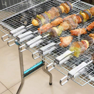 Stainless steel 304 barbecue stick outdoor portable barbecue lamb kebab with handle