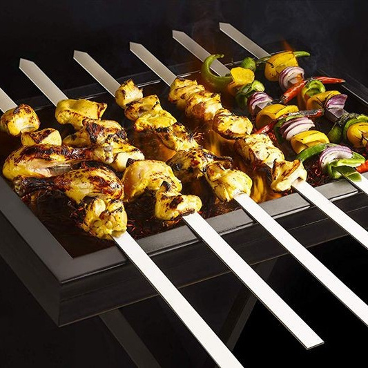 Wholesale Flat Skewer BBQ Metal Skewer Stick Stainless Steel Barbecue Skewer