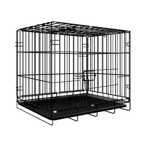 Small Cage Folding Metal Crate- kennell Cage Rabbit Cage with Tray for Indoor Outdoor Travel Use