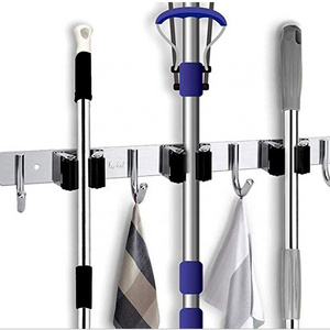 Wall Mount Stainless Steel Heavy Duty Mop and Broom Holder Rack Hook