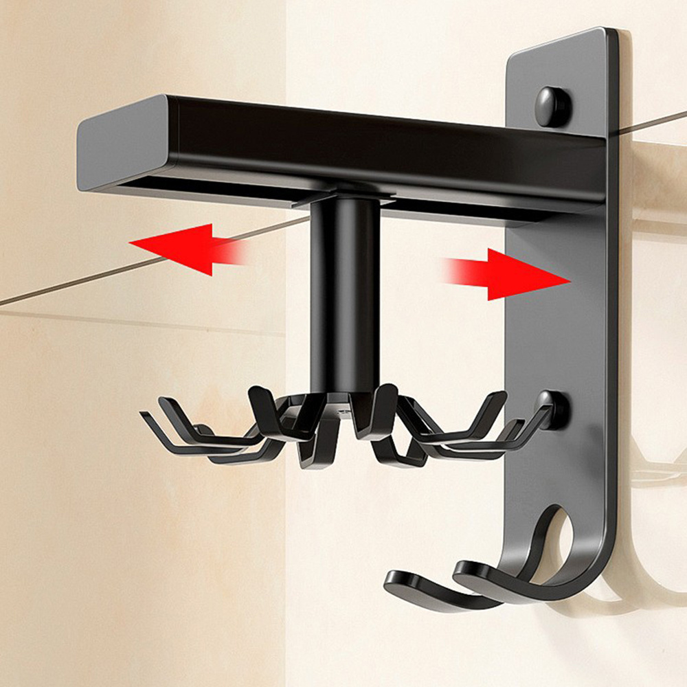 New Style No Drilling Wall Mounted Multifunctional Hook Space Aluminum Swivel Hook for Bathroom and Kitchen