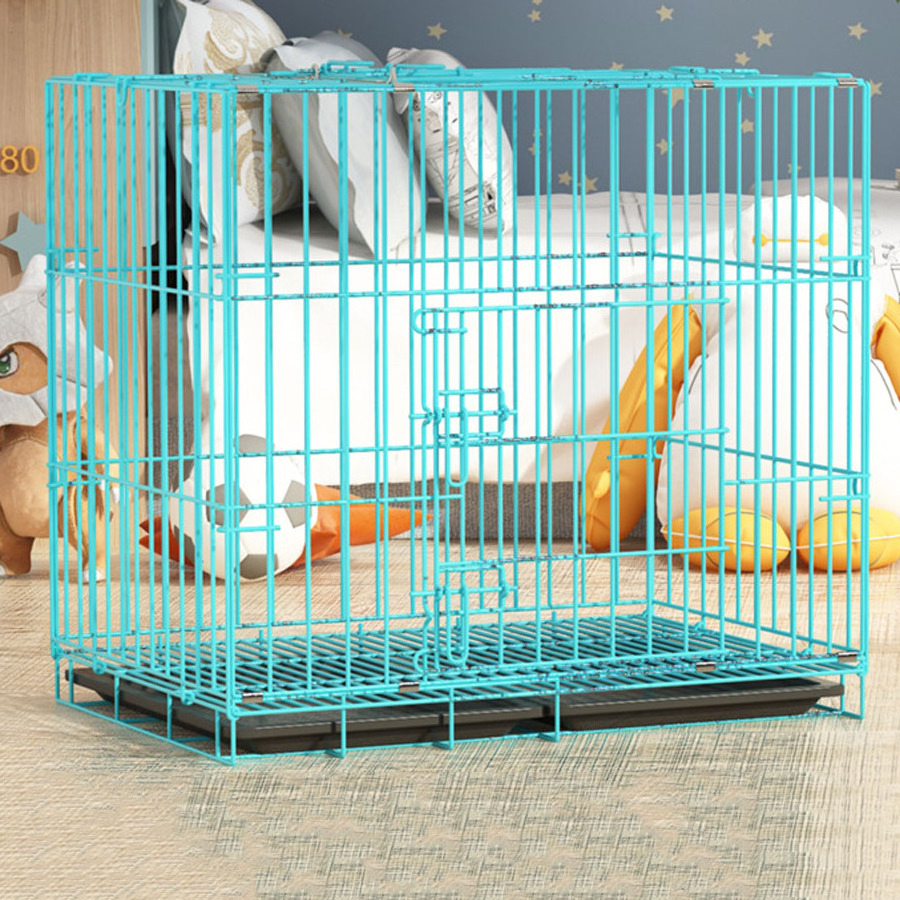 Small Cage Folding Metal Crate- kennell Cage Rabbit Cage with Tray for Indoor Outdoor Travel Use