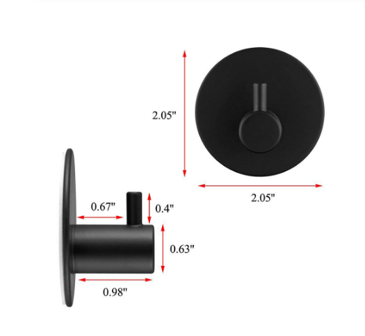 Adhesive Hook Self-adhesive Black Wall-mounted Hook Key Cover Towel Heavy duty Stainless Steel Hook