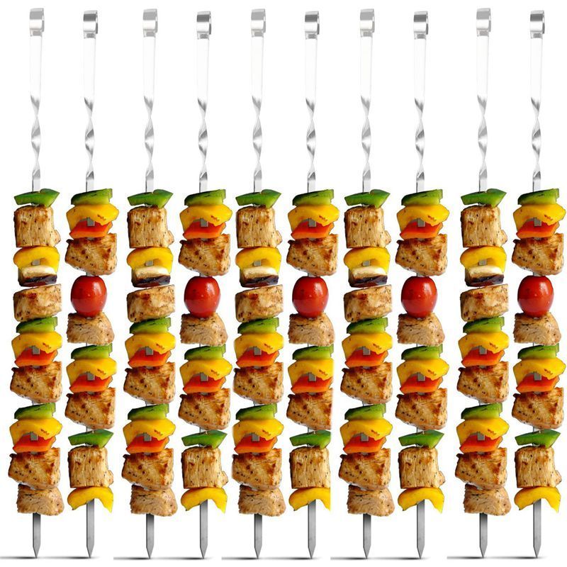 Kabob Skewers BBQ Barbecue Skewers Stainless Steel Sticks Heavy Duty