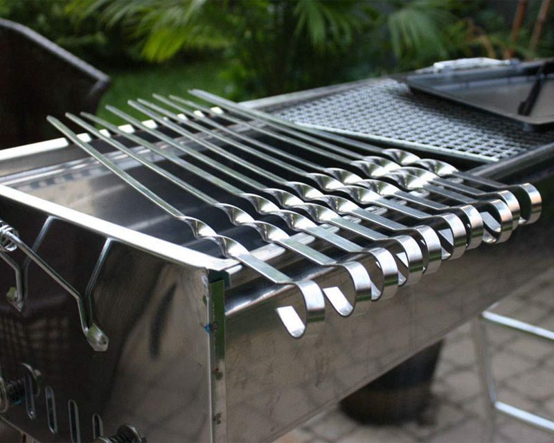 Kabob Skewers BBQ Barbecue Skewers Stainless Steel Sticks Heavy Duty