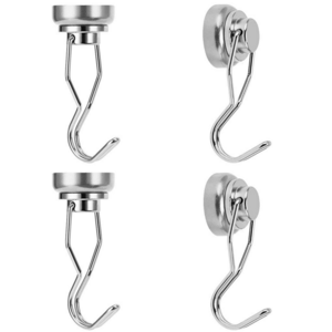 Silver Swivel Swing Magnetic Hooks Heavy Duty Neodymium Magnet with Scratch Proof Stickers-Great for Refrigerator BBQ