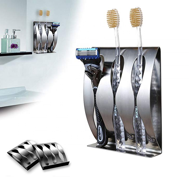 Bathroom cartoon Slots toothpaste stand stainless steel bathroom wall mounted suction Toothbrush Holder