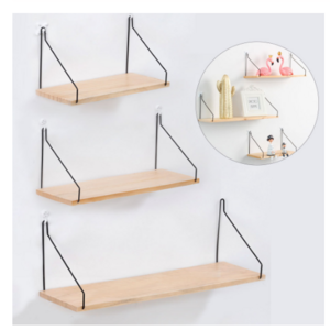 Iron Wooden Decorative Wall Shelf Make Up Storage Rack Organization For Kitchen Living Room Kid Room DIY Wall Rack Home Decor