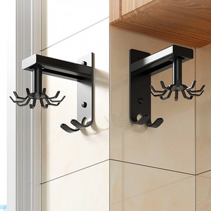 New Style No Drilling Wall Mounted Multifunctional Hook Space Aluminum Swivel Hook for Bathroom and Kitchen