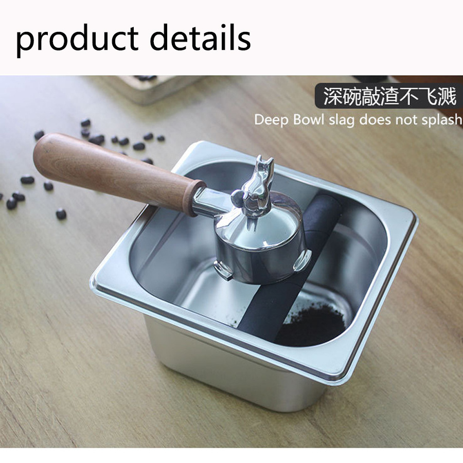 Coffee Knock Box Stainless Steel Coffee Grounds Container Box Barista Tea Filter Bucket Grind Waste Bin Knocking Bucket