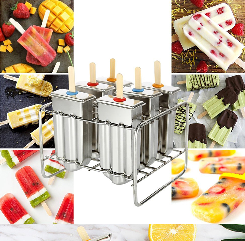 Stainless Steel Popsicle Mold Ice Lolly Mold Popsicle Maker Homemade Ice Cream Mold with Popsicle Holder