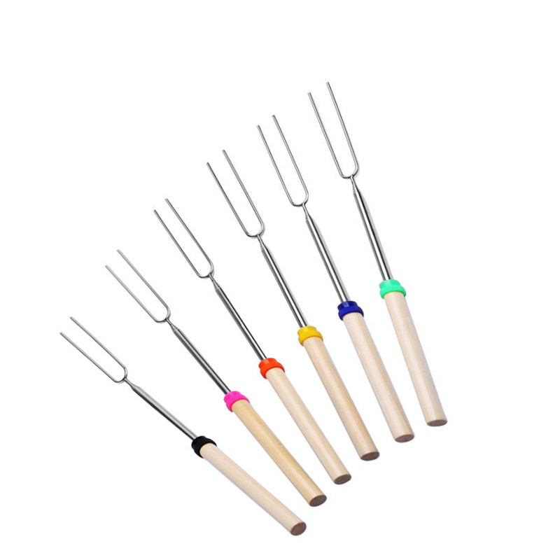 Dongguan factory environmentally friendly barbecue skewers marshmallow grill stick stainless steel grill  telescopic adjustment