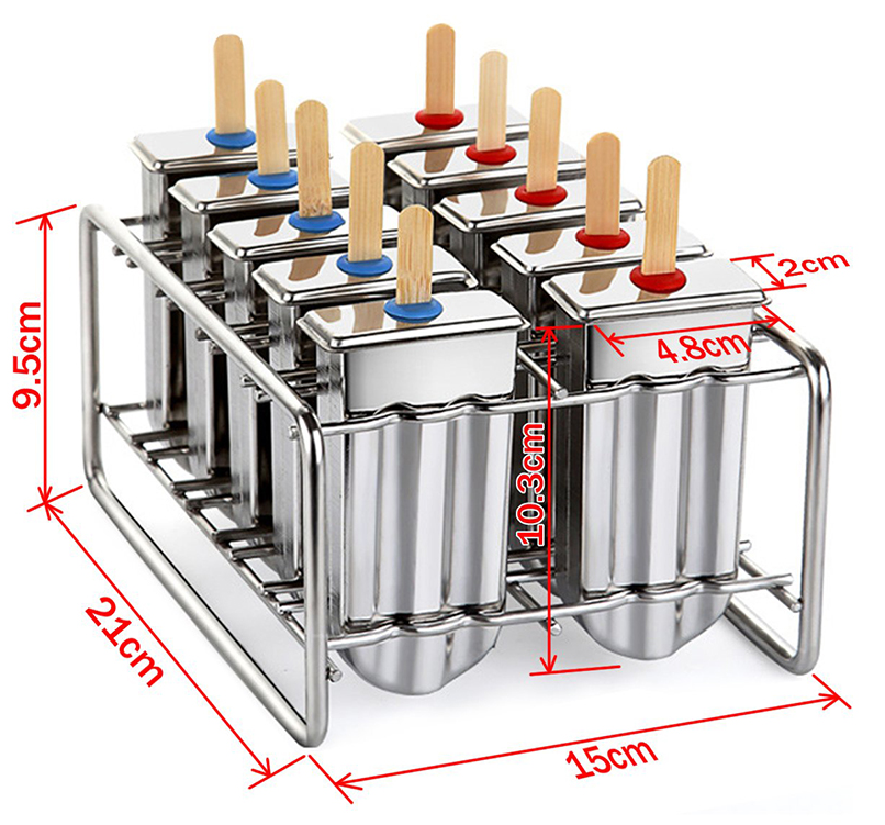 Stainless Steel Popsicle Mold Ice Lolly Mold Popsicle Maker Homemade Ice Cream Mold with Popsicle Holder