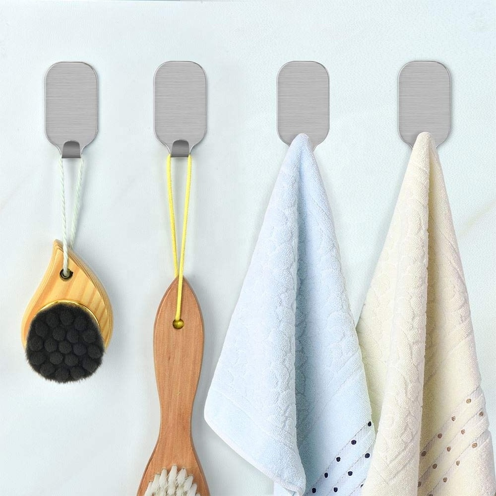 Stainless Steel Adhesive Wall Hanger Self Adhesive Hooks Clothes Coat Hat Hooks