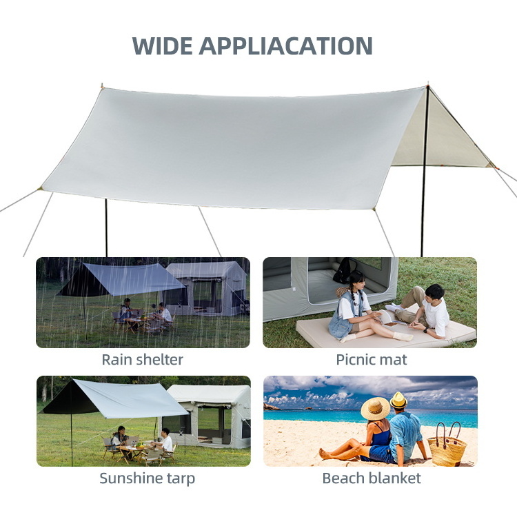 TAILI 210T Nylon Sun Shelter  Outdoor Camping Tent Waterproof Sun Survival Gear Shelter with Poles Camping Trap