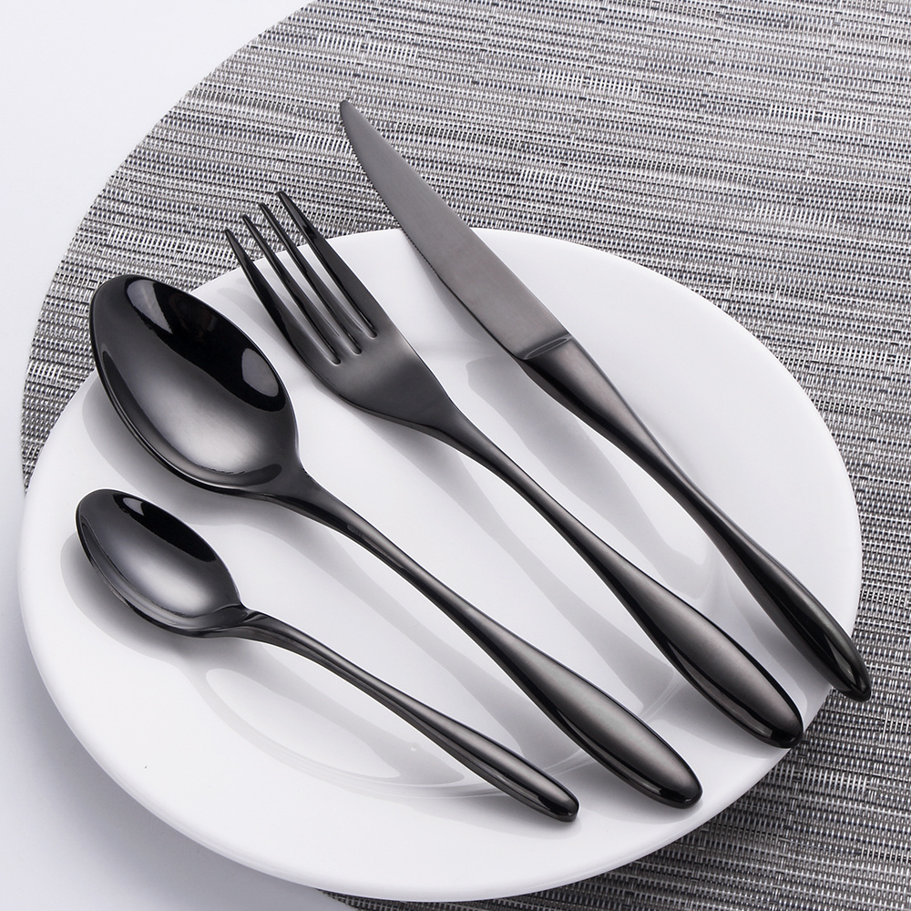 4pcs Black Stainless Steel Flatware 18/8 Cutlery Set Dinner Spoon Knife Fork Quality Luxury Gift Set